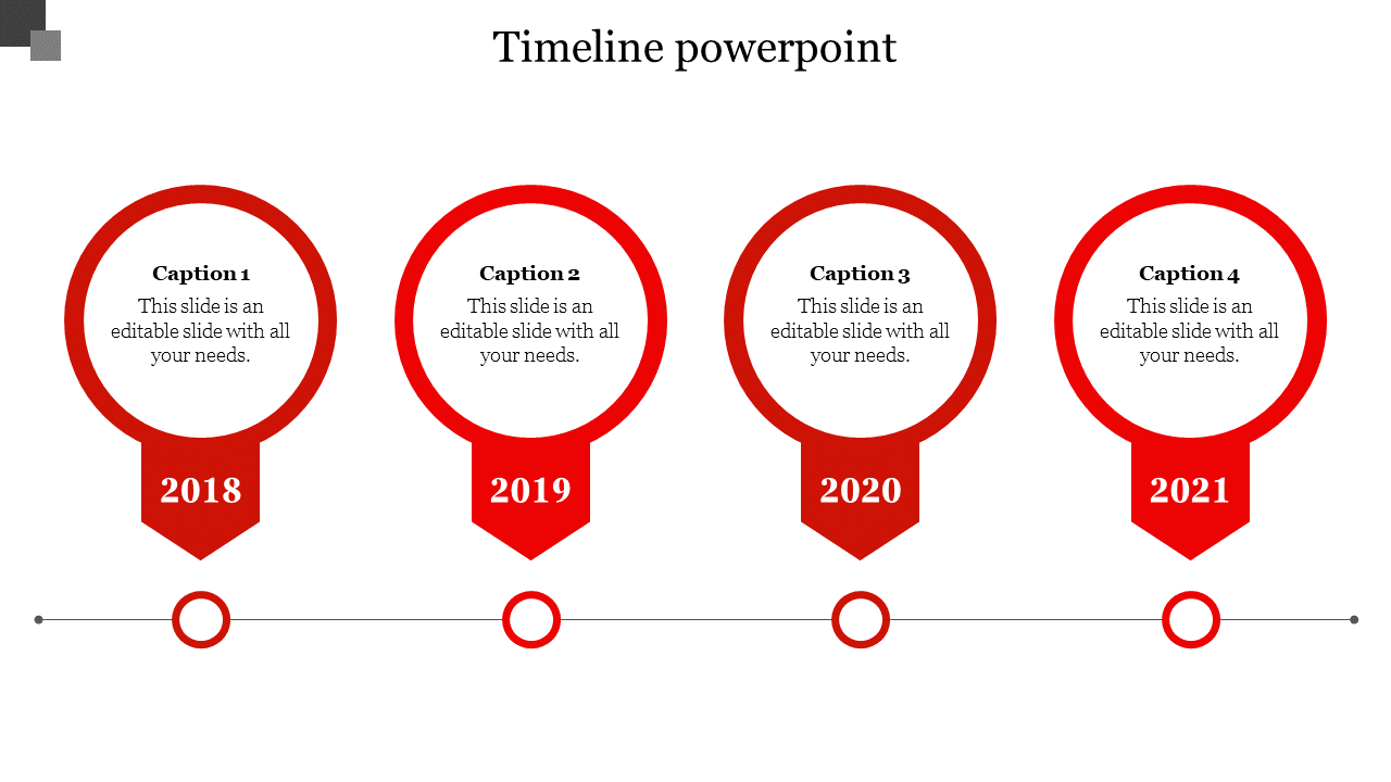 Free - Best Timeline PowerPoint With Red Color Slide Model